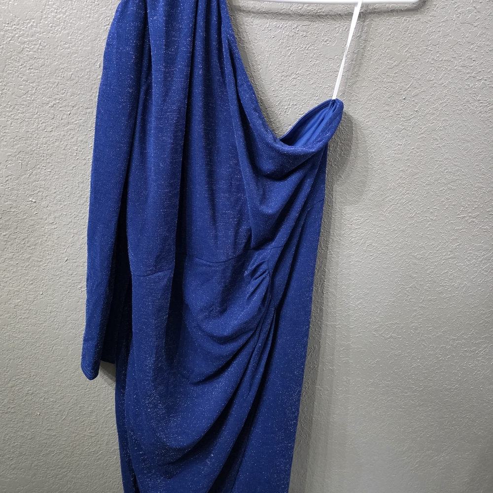 Size 24 Elegant Blue One-Shoulder Dress